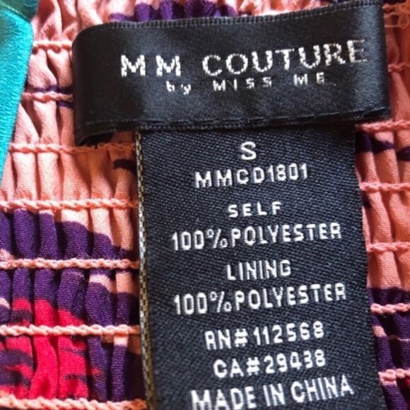 MM COUTURE Strapless Dress with Bold Colors / Pattern Size Small - Picture 7 of 7